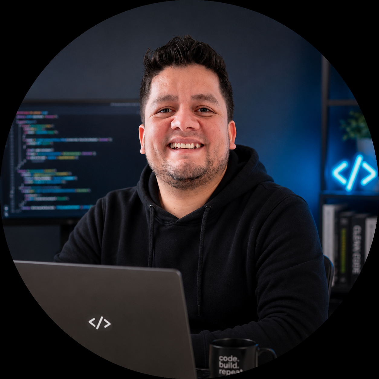 Retrato profesional de Andrés Prias en un entorno de desarrollo